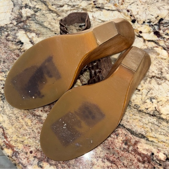 Michael Kors Brown Woven Leather Wedge Sandals - Picture 4 of 9